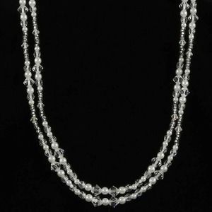 Toni Federici 2 Strand Crystal and Pearl Necklace